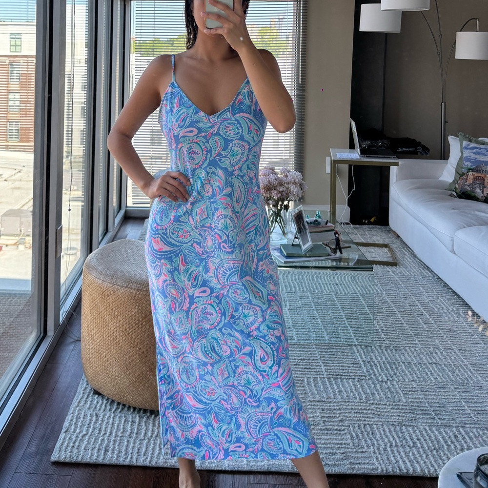 Lilly Pulitzer Blue Maretta Bias Midi Dress